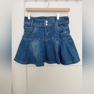 SHEIN Denim Flounce Mini Skirt - Blue